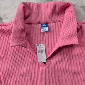 Pink Ribbed Polo Shirt